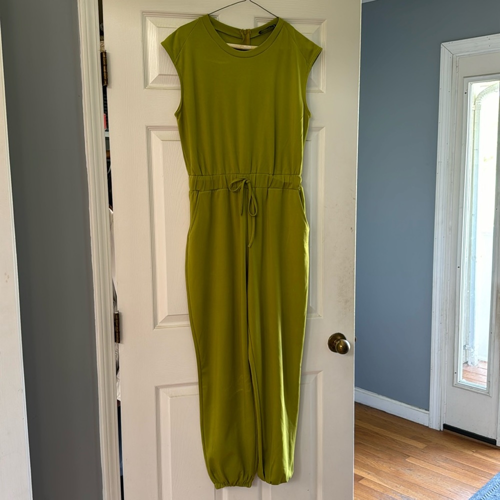 Cotten Jumpsuit , zipper back , elastic waistband